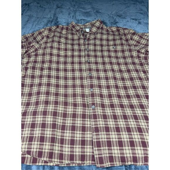 Duluth trading company men’s plaid burgundy flannel size XXL Tall - Picture 1 of 7
